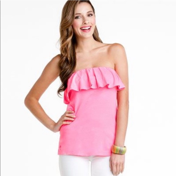 🌴LILLY PULITZER ‘Wiley” Ruffle Top Tube Top in Pale Pink - Picture 1 of 10